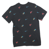 NIKE Mens Black Graphic T-Shirt S Short Sleeve Crew Neck All Over Print