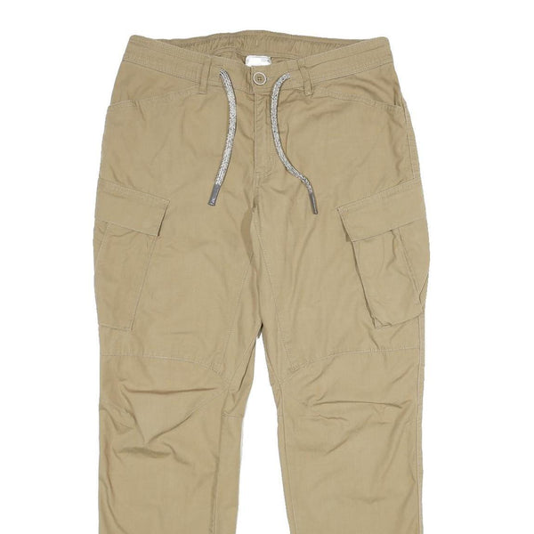DECATHALON Womens Cotton Blend Beige Regular Cargo Trousers W32 L33 Casual