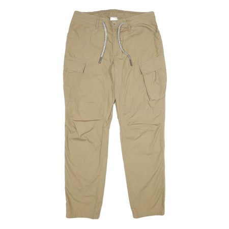 DECATHALON Womens Cotton Blend Beige Regular Cargo Trousers W32 L33 Casual