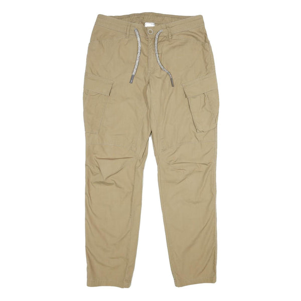 DECATHALON Womens Cotton Blend Beige Regular Cargo Trousers W32 L33 Casual