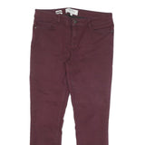 FAT FACE Womens Slim Skinny Cotton Blend Jeans Burgundy W30 L26 Zip Pockets