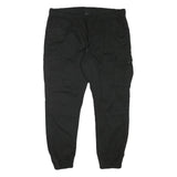 FSBN Mens Black Cotton Blend Relaxed Cargo Trousers W38 L28 Drawstring Casual