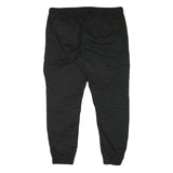 FSBN Mens Black Cotton Blend Relaxed Cargo Trousers W38 L28 Drawstring Casual