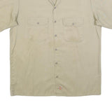 DICKIES Mens Beige Cotton Shirt L Button Front Workwear Two Pocket Casual