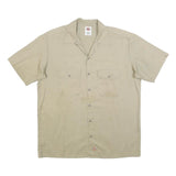 DICKIES Mens Beige Cotton Shirt L Button Front Workwear Two Pocket Casual