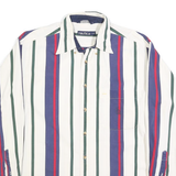 NAUTICA Mens White Green & Blue & Red Striped Shirt L Classic Cotton Casual