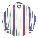 NAUTICA Mens White Green & Blue & Red Striped Shirt L Classic Cotton Casual