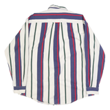 NAUTICA Mens White Green & Blue & Red Striped Shirt L Classic Cotton Casual
