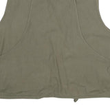 Mens Green Cotton Blend Utility Zip Vest 2XL Multi Pocket Casual Outdoor