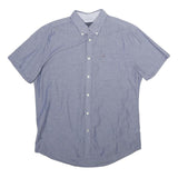 TOMMY HILFIGER Mens Blue Shirt XL Button-Down Collar Casual Cotton Short Sleeve