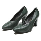 BRUNO MAGLI Womens Green Leather Pumps UK 4.5 Quilted Toe Classic Stylish