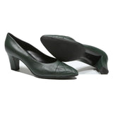 BRUNO MAGLI Womens Green Leather Pumps UK 4.5 Quilted Toe Classic Stylish