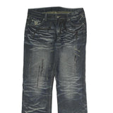 Mens Regular Fit Blue Denim Jeans W34 L33 Cotton Zip Classic Pockets
