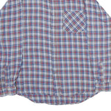 HANCO Mens Blue & Red Check Shirt L Cotton Long Sleeve Casual Button Up