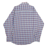HANCO Mens Blue & Red Check Shirt L Cotton Long Sleeve Casual Button Up