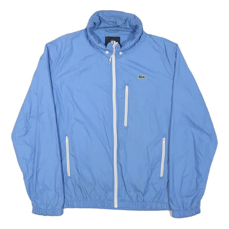 LACOSTE Mens Blue Jacket L Polyester Blend Plain Zip Lightweight Sport Casual