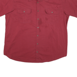 CABELAS Mens Red Casual Shirt XL Button Front Short Sleeve Summer