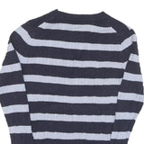 TOMMY HILFIGER Womens Blue & White Patterned V-Neck Chunky Knit M Jumper Cotton