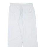 BASIC GEAR Mens Cotton Blend White Relaxed Cargo Trousers W29 L29 Drawstring