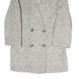 Womens Cream & Grey Plain Button Jacket S Polyester Blend Classic Comfort Style