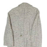 Womens Cream & Grey Plain Button Jacket S Polyester Blend Classic Comfort Style