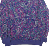 ALFRED DUNNER Womens Purple Paisley Pullover M Button Neck Elegant Sweatshirt