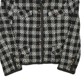 DEJA VU Womens Black & White Wool Blend Button Jacket XXS Check Tweed Classic