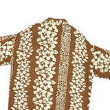 MISSION CANYON Mens Brown & Cream Hawaiian Shirt L Polyester Blend Tropical