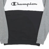 CHAMPION Mens Grey White & Black Logo Crew Neck M Cotton Blend Sweatshirt