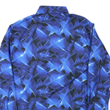 Mens Blue & Black Crazy Print Shirt M Long Sleeve Button Down Polyester Casual