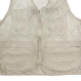 Mens Beige Mesh & Polyester Blend Utility Jacket L Zip Vest Multi Pocket
