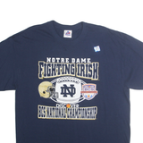 TRI LAKE Mens Blue Notre Dame Fighting Irish Graphic T-Shirt XL Crew Neck Short