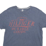 TOMMY HILFIGER Mens Blue Graphic T-Shirt M Short Sleeve Crew Neck Durable Goods