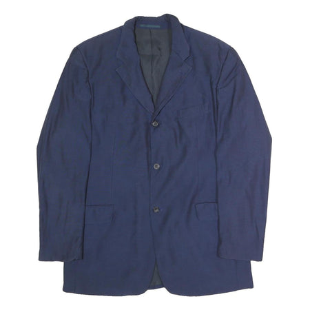 BOSS HUGO BOSS Mens Navy Blue Wool Blend Classic Jacket L Woven Button Blazer