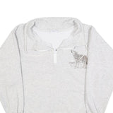 AU SPORTSWEAR Womens Grey 1/4 Zip V Neck Sweatshirt M Cotton Blend Pullover