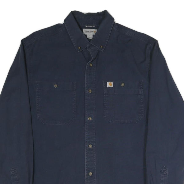 CARHARTT Mens Blue Denim Button-Down Shirt L Workwear Casual