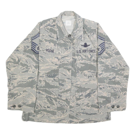 NCR Womens Grey & White Camouflage Military Style Cotton Blend Jacket S Button