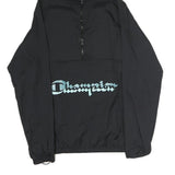 CHAMPION Mens Black Zip Hooded Cotton Jacket L Pullover Casual Sportswear