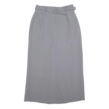 TOGETHER Womens Grey Belted Midi Polyester Straight Skirt M Smart Formal