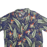 BATIK BAY Mens Blue & Green Tropical Print Rayon Shirt 2XL Casual Beachwear