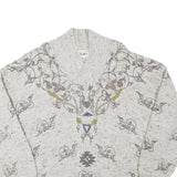 NANIBON Mens Cream Patterned Wool Blend Jumper Roll Neck Basic Knit XL Vintage