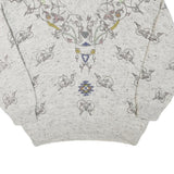 NANIBON Mens Cream Patterned Wool Blend Jumper Roll Neck Basic Knit XL Vintage