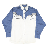 PANHANDLE SLIM Mens Blue & White Western Shirt M Cotton Blend Snap Button
