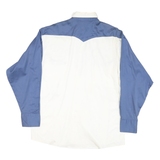 PANHANDLE SLIM Mens Blue & White Western Shirt M Cotton Blend Snap Button