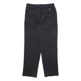 DICKIES Mens Regular Fit Black Cotton Blend Trousers W30 L32 Zip Closure