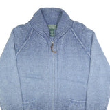 LAUREN RALPH LAUREN Womens Blue Patterned Cotton Jumper Shawl Collar Full Zip M