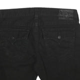 TRUE RELIGION Mens Black Denim Cut-Off Shorts XL W38 Distressed Hem Buttons
