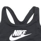 NIKE Womens Black Sports Bodysuit Sleeveless Crew Neck M Logo Activewear