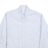 REDFORD Womens White & Blue Striped Shirt L Button Down Collar Cotton Blend