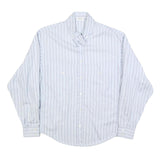 REDFORD Womens White & Blue Striped Shirt L Button Down Collar Cotton Blend